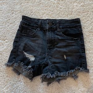 Treasure & Bond girl black distressed denim shorts
